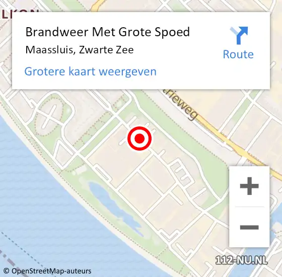 Locatie op kaart van de 112 melding: Brandweer Met Grote Spoed Naar Maassluis, Zwarte Zee op 5 oktober 2019 14:17