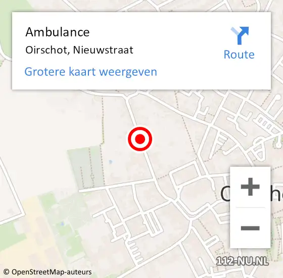 Locatie op kaart van de 112 melding: Ambulance Oirschot, Nieuwstraat op 5 oktober 2019 14:18