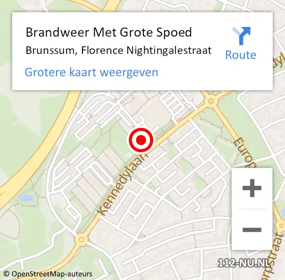 Locatie op kaart van de 112 melding: Brandweer Met Grote Spoed Naar Brunssum, Florence Nightingalestraat op 5 oktober 2019 14:33