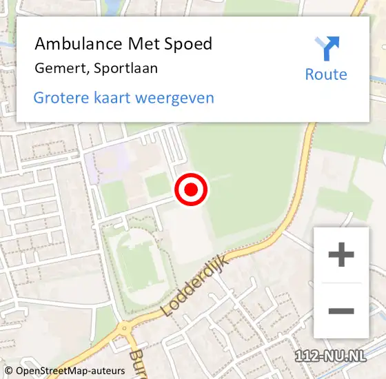 Locatie op kaart van de 112 melding: Ambulance Met Spoed Naar Gemert, Sportlaan op 5 oktober 2019 14:42