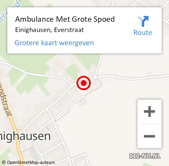 Locatie op kaart van de 112 melding: Ambulance Met Grote Spoed Naar Einighausen, Everstraat op 28 september 2013 21:44