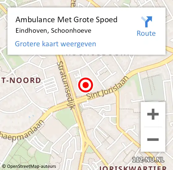 Locatie op kaart van de 112 melding: Ambulance Met Grote Spoed Naar Eindhoven, Schoonhoeve op 5 oktober 2019 15:51