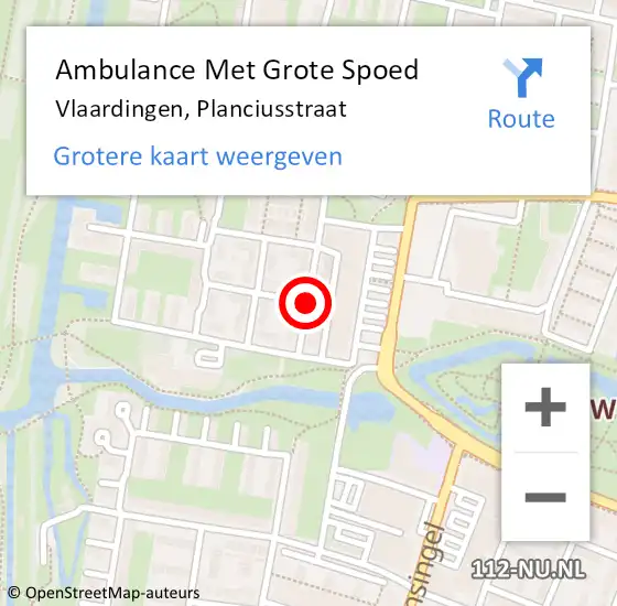 Locatie op kaart van de 112 melding: Ambulance Met Grote Spoed Naar Vlaardingen, Planciusstraat op 5 oktober 2019 16:38