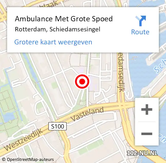 Locatie op kaart van de 112 melding: Ambulance Met Grote Spoed Naar Rotterdam, Schiedamsesingel op 5 oktober 2019 16:42