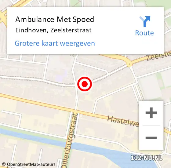 Locatie op kaart van de 112 melding: Ambulance Met Spoed Naar Eindhoven, Zeelsterstraat op 5 oktober 2019 17:30