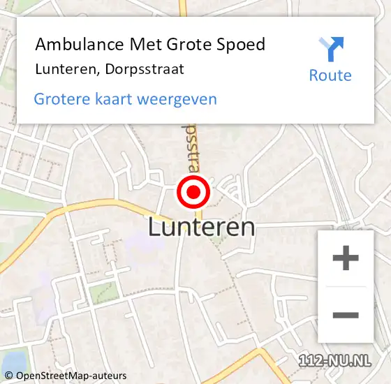 Locatie op kaart van de 112 melding: Ambulance Met Grote Spoed Naar Lunteren, Dorpsstraat op 5 oktober 2019 17:50