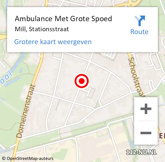 Locatie op kaart van de 112 melding: Ambulance Met Grote Spoed Naar Mill, Stationsstraat op 5 oktober 2019 17:57