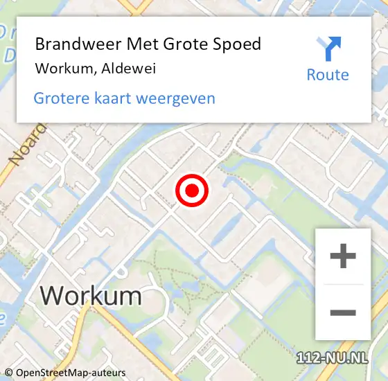 Locatie op kaart van de 112 melding: Brandweer Met Grote Spoed Naar Workum, Aldewei op 5 oktober 2019 18:05