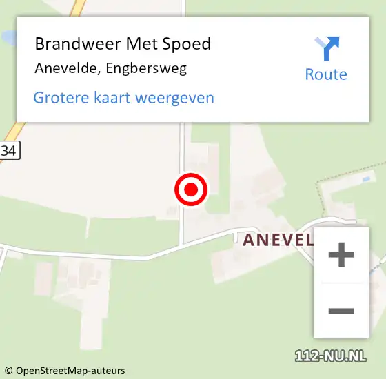 Locatie op kaart van de 112 melding: Brandweer Met Spoed Naar Anevelde, Engbersweg op 5 oktober 2019 18:26