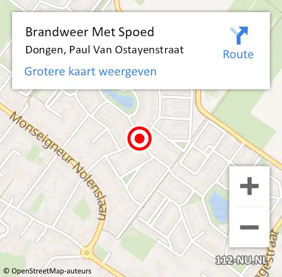 Locatie op kaart van de 112 melding: Brandweer Met Spoed Naar Dongen, Paul Van Ostayenstraat op 5 oktober 2019 19:37