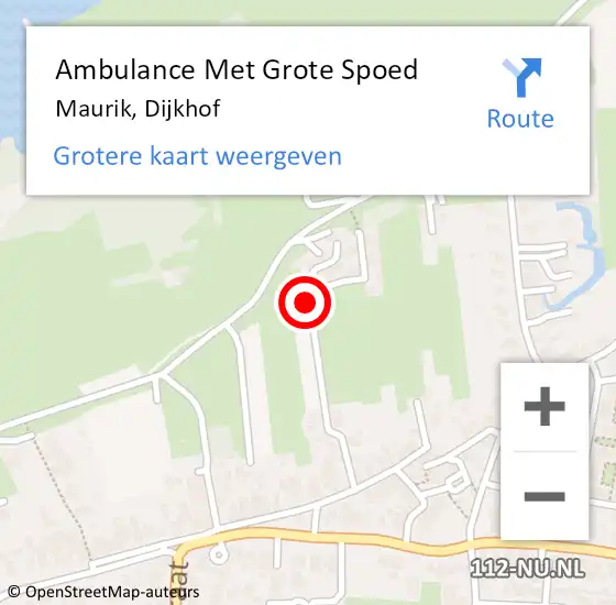 Locatie op kaart van de 112 melding: Ambulance Met Grote Spoed Naar Maurik, Dijkhof op 5 oktober 2019 20:40