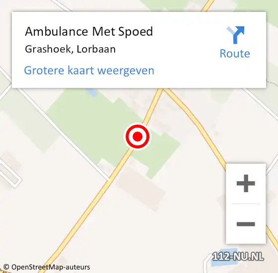 Locatie op kaart van de 112 melding: Ambulance Met Spoed Naar Grashoek, Lorbaan op 5 oktober 2019 20:47