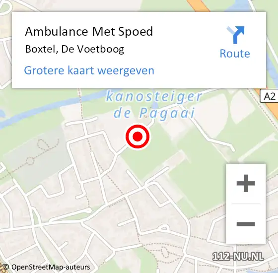 Locatie op kaart van de 112 melding: Ambulance Met Spoed Naar Boxtel, De Voetboog op 5 oktober 2019 21:06