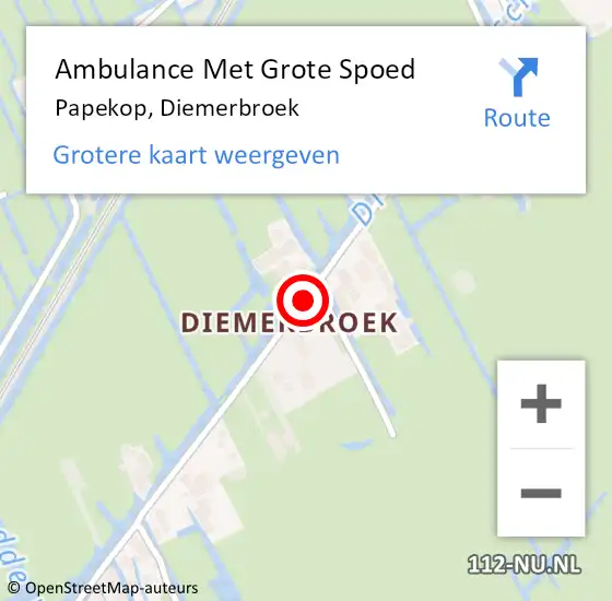 Locatie op kaart van de 112 melding: Ambulance Met Grote Spoed Naar Papekop, Diemerbroek op 15 april 2014 19:59