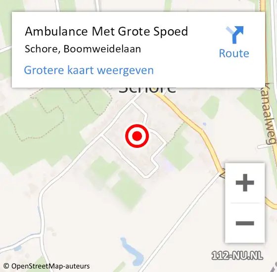 Locatie op kaart van de 112 melding: Ambulance Met Grote Spoed Naar Schore, Boomweidelaan op 5 oktober 2019 21:49