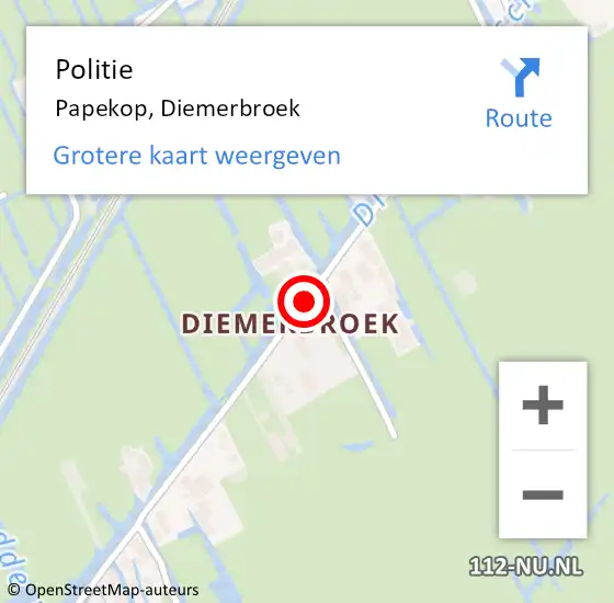 Locatie op kaart van de 112 melding: Politie Papekop, Diemerbroek op 15 april 2014 20:03