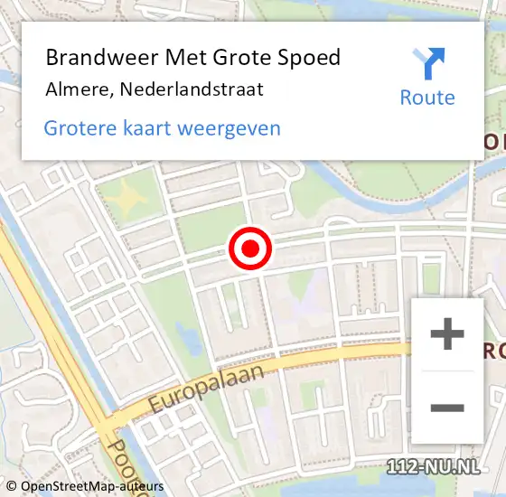 Locatie op kaart van de 112 melding: Brandweer Met Grote Spoed Naar Almere, Nederlandstraat op 5 oktober 2019 22:04