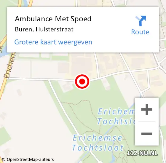 Locatie op kaart van de 112 melding: Ambulance Met Spoed Naar Buren, Hulsterstraat op 5 oktober 2019 22:32