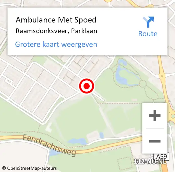 Locatie op kaart van de 112 melding: Ambulance Met Spoed Naar Raamsdonksveer, Parklaan op 6 oktober 2019 00:31