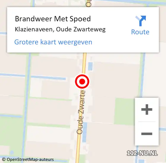 Locatie op kaart van de 112 melding: Brandweer Met Spoed Naar Klazienaveen, Oude Zwarteweg op 6 oktober 2019 01:35