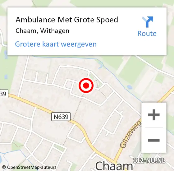 Locatie op kaart van de 112 melding: Ambulance Met Grote Spoed Naar Chaam, Withagen op 6 oktober 2019 01:38