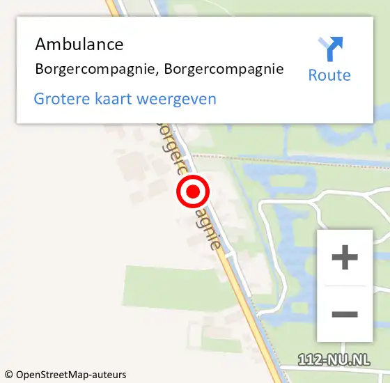 Locatie op kaart van de 112 melding: Ambulance Borgercompagnie, Borgercompagnie op 15 april 2014 20:21