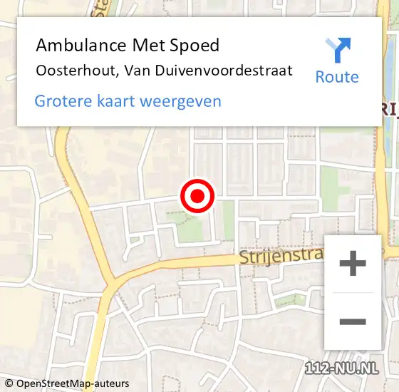 Locatie op kaart van de 112 melding: Ambulance Met Spoed Naar Oosterhout, Van Duivenvoordestraat op 6 oktober 2019 01:51