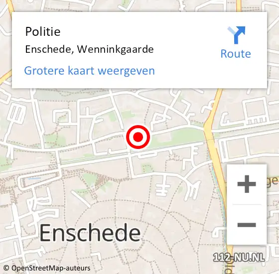 Locatie op kaart van de 112 melding: Politie Enschede, Wenninkgaarde op 6 oktober 2019 02:47