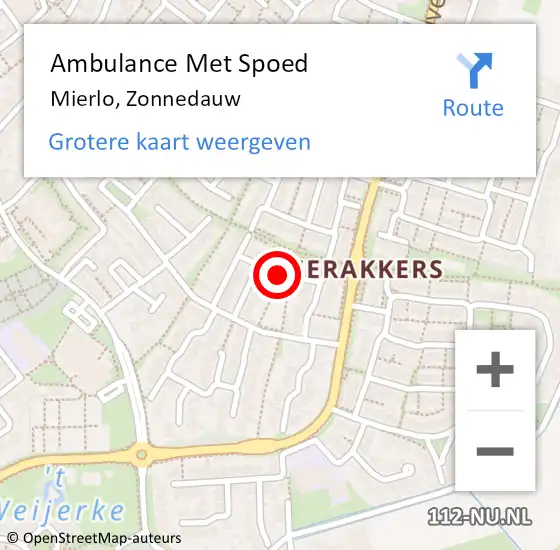 Locatie op kaart van de 112 melding: Ambulance Met Spoed Naar Mierlo, Zonnedauw op 6 oktober 2019 03:30