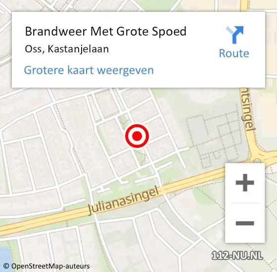 Locatie op kaart van de 112 melding: Brandweer Met Grote Spoed Naar Oss, Kastanjelaan op 6 oktober 2019 04:35