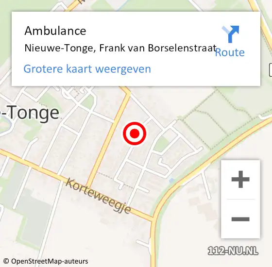 Locatie op kaart van de 112 melding: Ambulance Nieuwe-Tonge, Frank van Borselenstraat op 15 april 2014 21:00