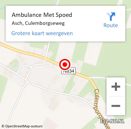 Locatie op kaart van de 112 melding: Ambulance Met Spoed Naar Asch, Culemborgseweg op 15 april 2014 21:05