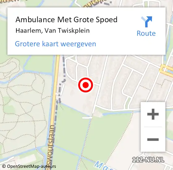 Locatie op kaart van de 112 melding: Ambulance Met Grote Spoed Naar Haarlem, Van Twiskplein op 6 oktober 2019 11:27