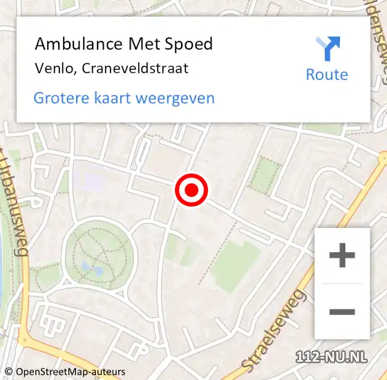 Locatie op kaart van de 112 melding: Ambulance Met Spoed Naar Venlo, Craneveldstraat op 6 oktober 2019 12:18