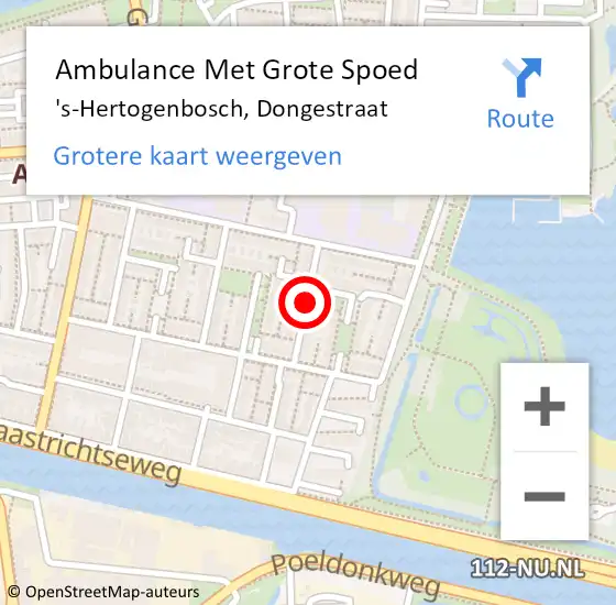 Locatie op kaart van de 112 melding: Ambulance Met Grote Spoed Naar 's-Hertogenbosch, Dongestraat op 6 oktober 2019 13:58