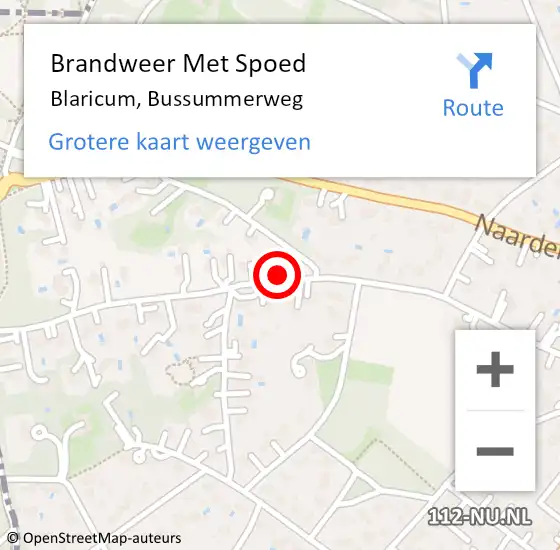 Locatie op kaart van de 112 melding: Brandweer Met Spoed Naar Blaricum, Bussummerweg op 6 oktober 2019 14:07