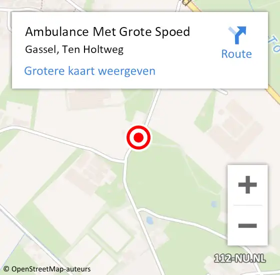 Locatie op kaart van de 112 melding: Ambulance Met Grote Spoed Naar Gassel, Ten Holtweg op 6 oktober 2019 15:30