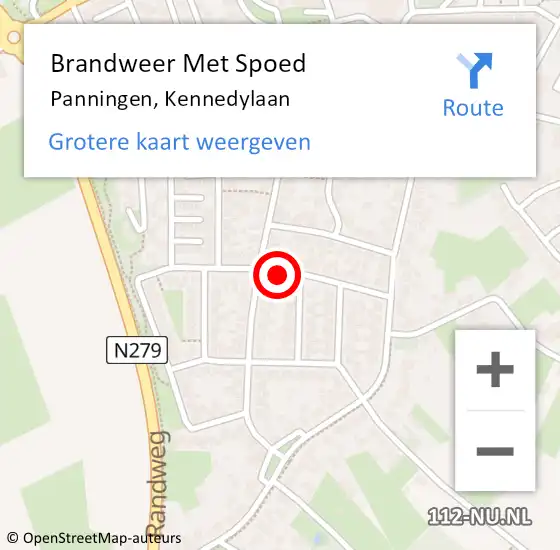 Locatie op kaart van de 112 melding: Brandweer Met Spoed Naar Panningen, Kennedylaan op 6 oktober 2019 16:59