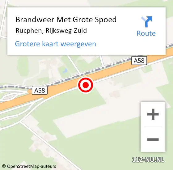 Locatie op kaart van de 112 melding: Brandweer Met Grote Spoed Naar Rucphen, Rijksweg-Zuid op 6 oktober 2019 17:07