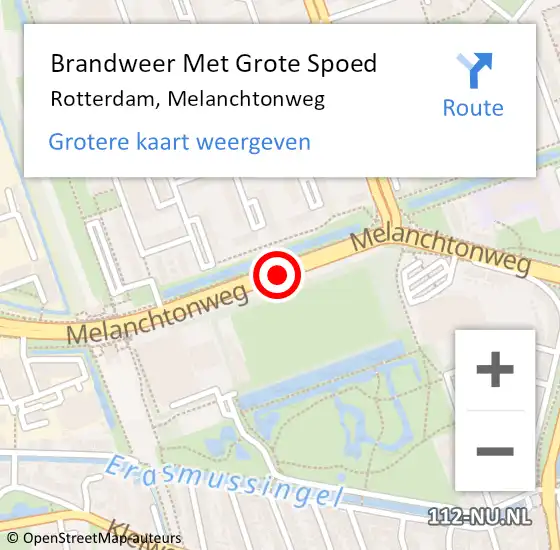 Locatie op kaart van de 112 melding: Brandweer Met Grote Spoed Naar Rotterdam, Melanchtonweg op 6 oktober 2019 17:26
