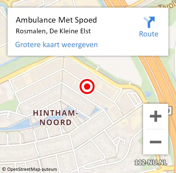 Locatie op kaart van de 112 melding: Ambulance Met Spoed Naar Rosmalen, De Kleine Elst op 6 oktober 2019 17:35