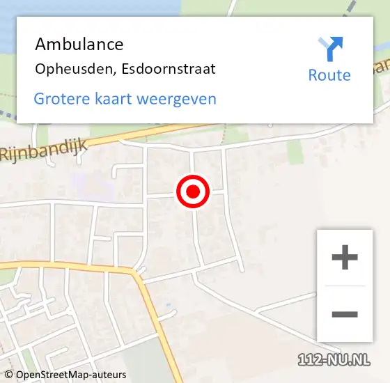 Locatie op kaart van de 112 melding: Ambulance Opheusden, Esdoornstraat op 6 oktober 2019 17:48