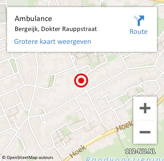 Locatie op kaart van de 112 melding: Ambulance Bergeijk, Dokter Rauppstraat op 6 oktober 2019 18:10