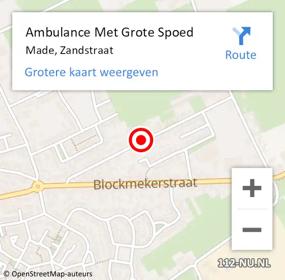 Locatie op kaart van de 112 melding: Ambulance Met Grote Spoed Naar Made, Zandstraat op 6 oktober 2019 18:22