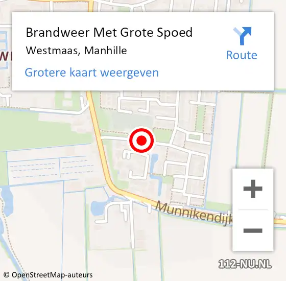 Locatie op kaart van de 112 melding: Brandweer Met Grote Spoed Naar Westmaas, Manhille op 6 oktober 2019 19:43