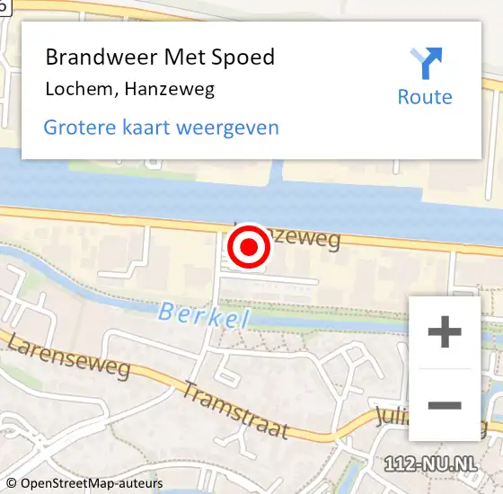 Locatie op kaart van de 112 melding: Brandweer Met Spoed Naar Lochem, Hanzeweg op 6 oktober 2019 19:51