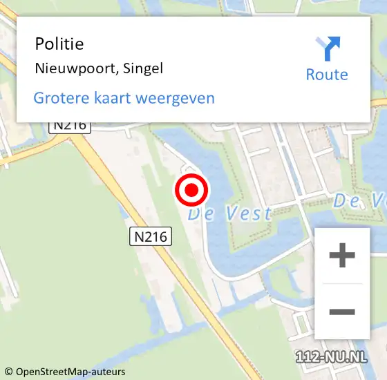Locatie op kaart van de 112 melding: Politie Nieuwpoort, Singel op 15 april 2014 22:08