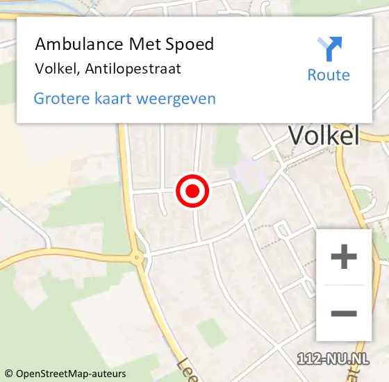 Locatie op kaart van de 112 melding: Ambulance Met Spoed Naar Volkel, Rendierstraat op 6 oktober 2019 20:46