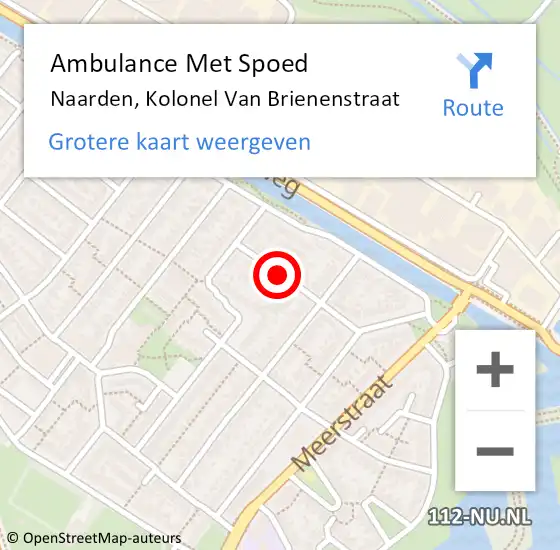 Locatie op kaart van de 112 melding: Ambulance Met Spoed Naar Naarden, Kolonel Van Brienenstraat op 15 april 2014 22:22