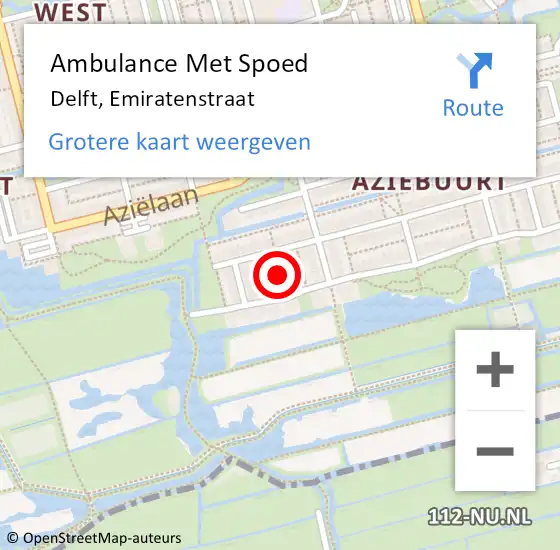 Locatie op kaart van de 112 melding: Ambulance Met Spoed Naar Delft, Emiratenstraat op 6 oktober 2019 22:25